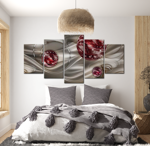 Glam Canvas Wall Art - Crimson Galaxy - 5 Pieces