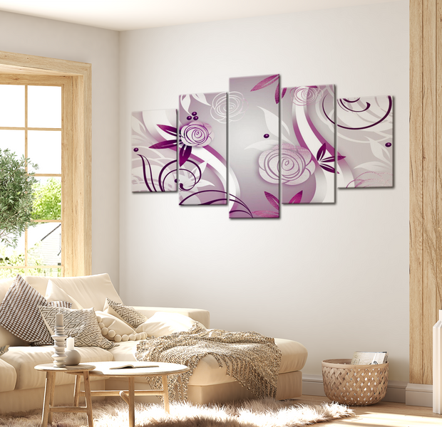 Glam Canvas Wall Art - Curly Roses - 5 Pieces