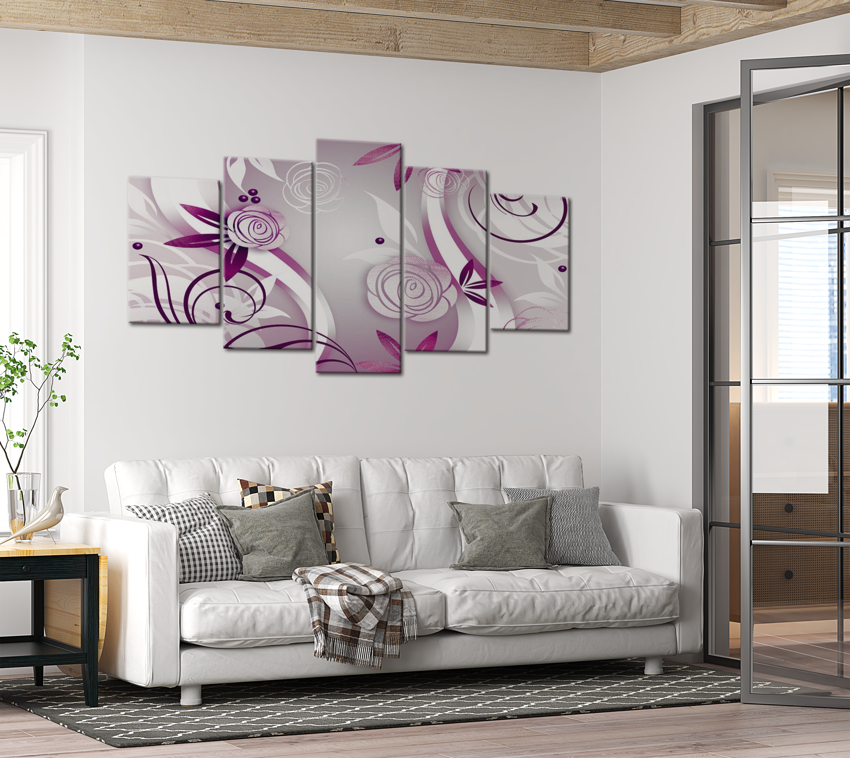 Stretched Canvas Glamour Art - Violet Roses 40"Wx20"H