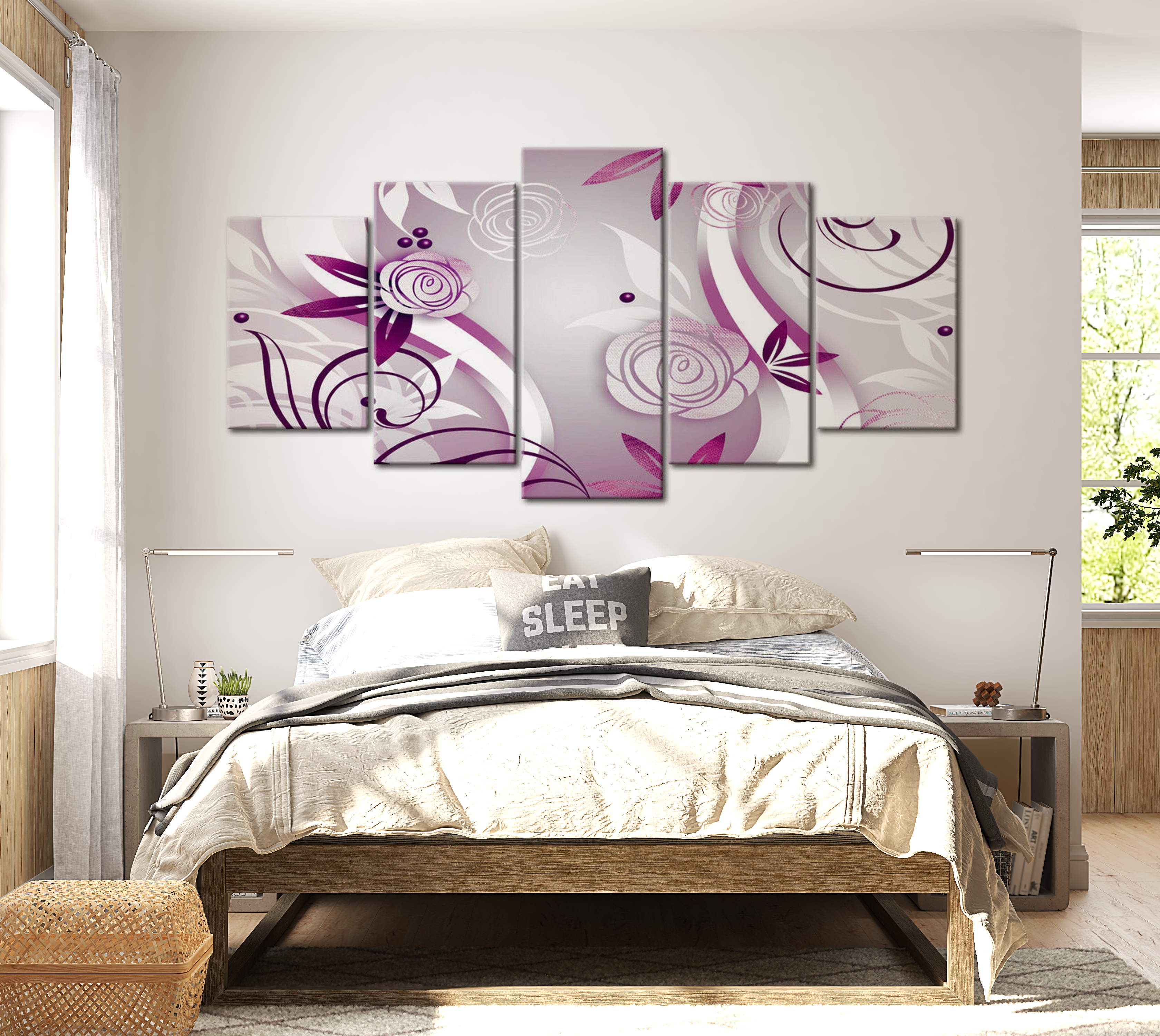 Stretched Canvas Glamour Art - Violet Roses 40"Wx20"H