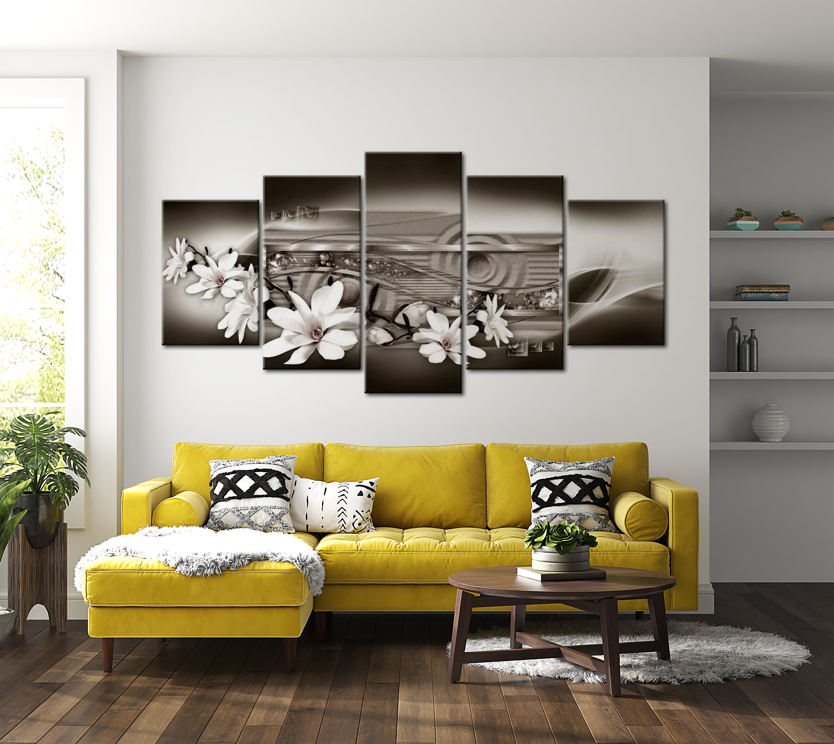 Glam Canvas Wall Art - Dazzling Flowers - 5 Pieces