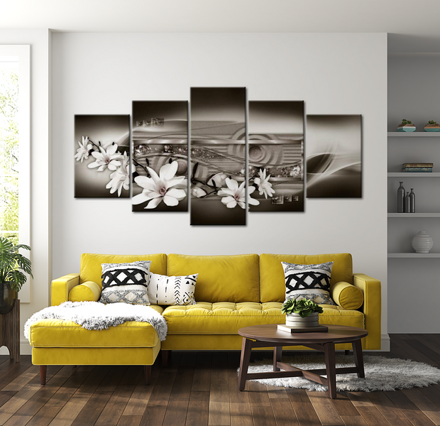 Glam Canvas Wall Art - Dazzling Flowers - 5 Pieces