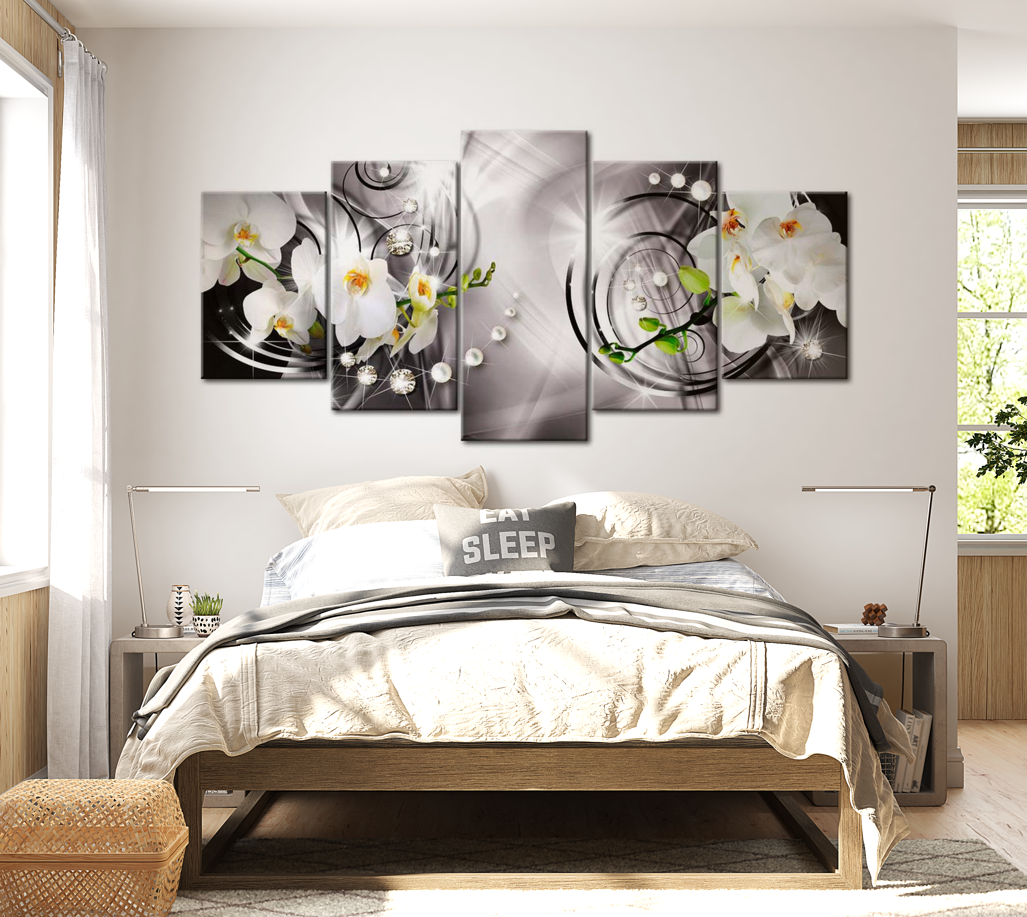 Glam Canvas Wall Art - Diamonds Orchids - 5 Pieces