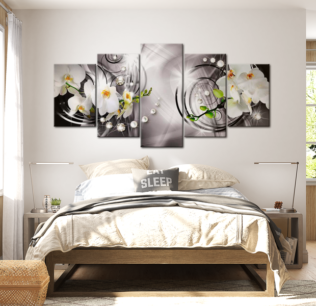 Glam Canvas Wall Art - Diamonds Orchids - 5 Pieces