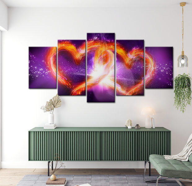 Glam Canvas Wall Art - Flames Of Love - 5 Pieces