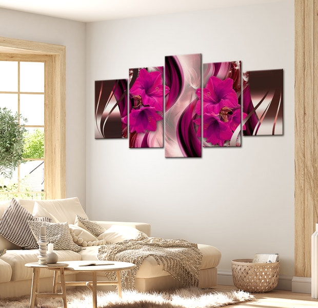 Glam Canvas Wall Art - Fuchsia Evening - 5 Pieces