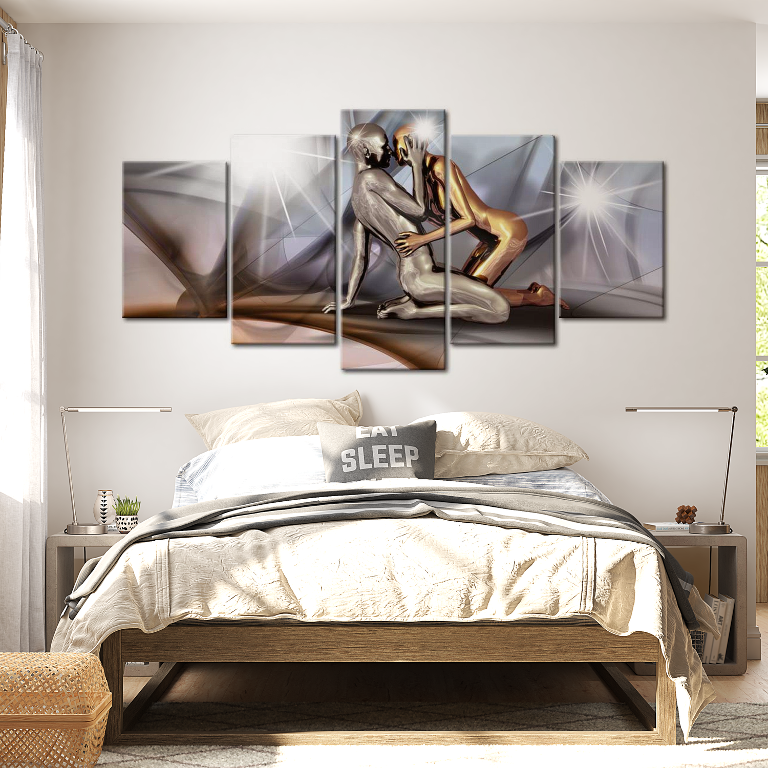Stretched Canvas Glamour Art - Gold Couple 40"Wx20"H