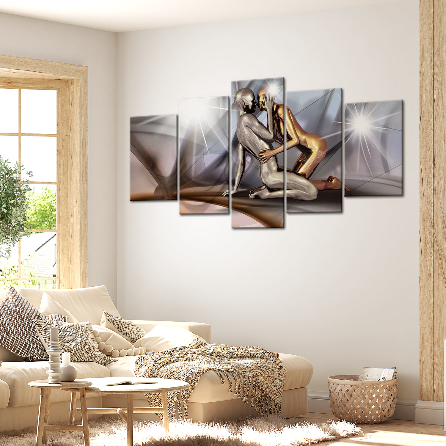 Stretched Canvas Glamour Art - Gold Couple 40"Wx20"H