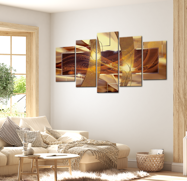 Glam Canvas Wall Art - Golden Grandeur - 5 Pieces