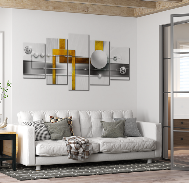 Glam Canvas Wall Art - Golden Symmetry - 5 Pieces