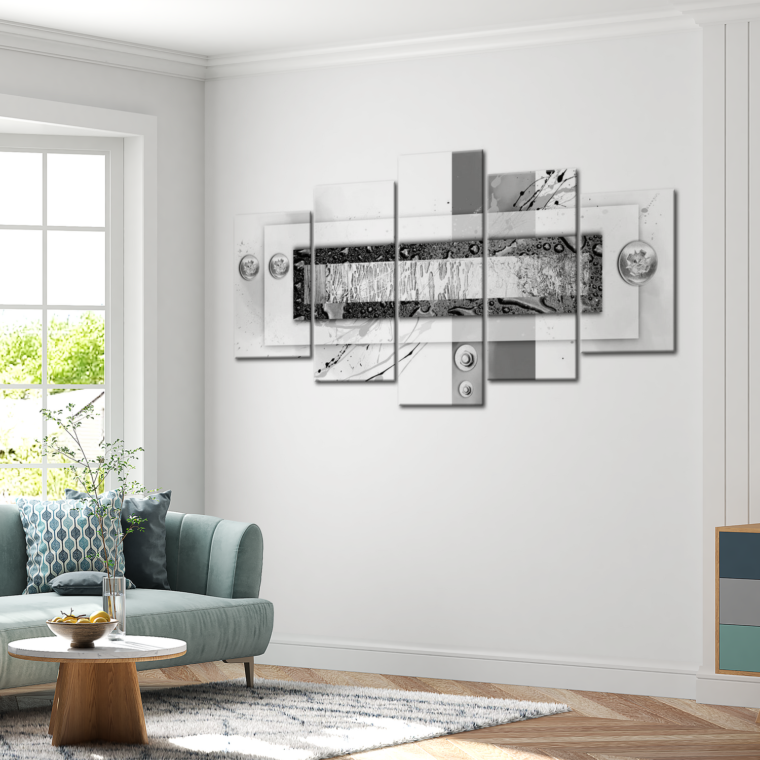 Stretched Canvas Glamour Art - Gray Balance 40"Wx20"H