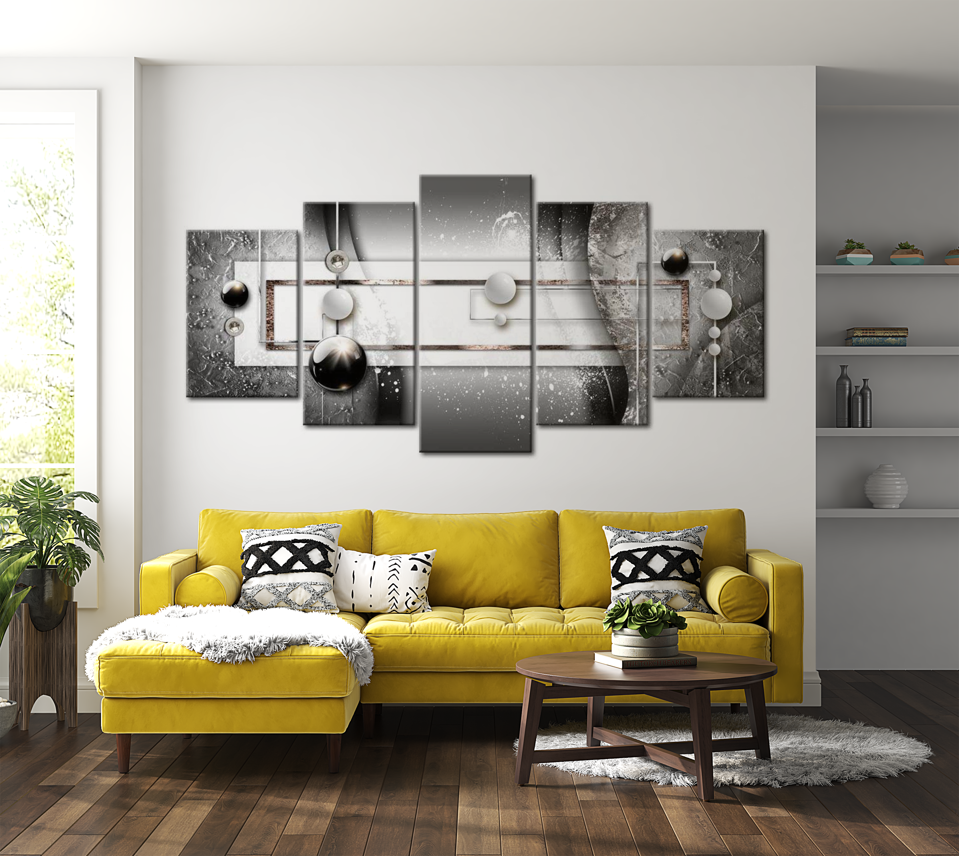 Glam Canvas Wall Art - Grey Symmetry - 5 Pieces