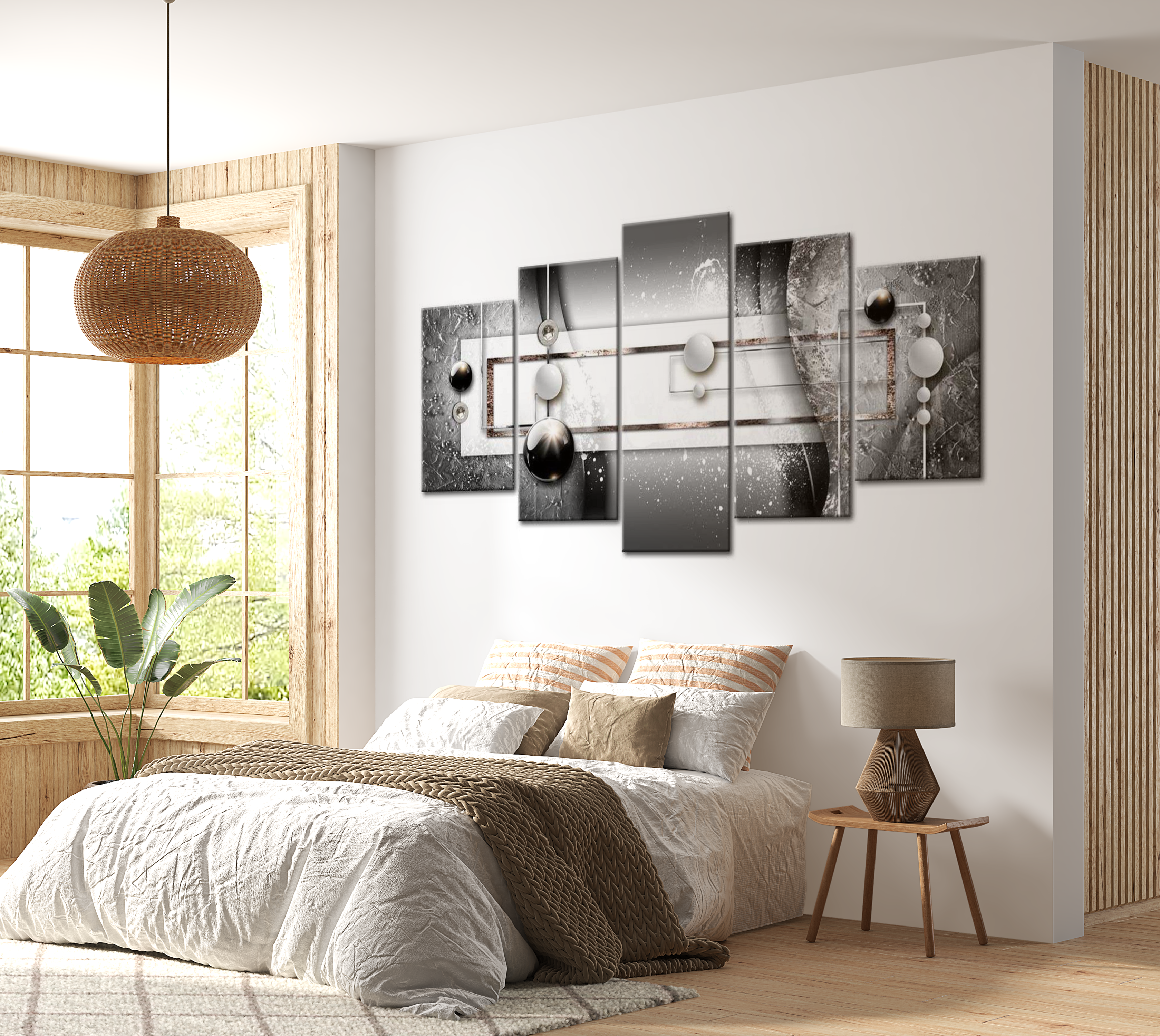 Stretched Canvas Glamour Art - Grey Symmetry 40"Wx20"H