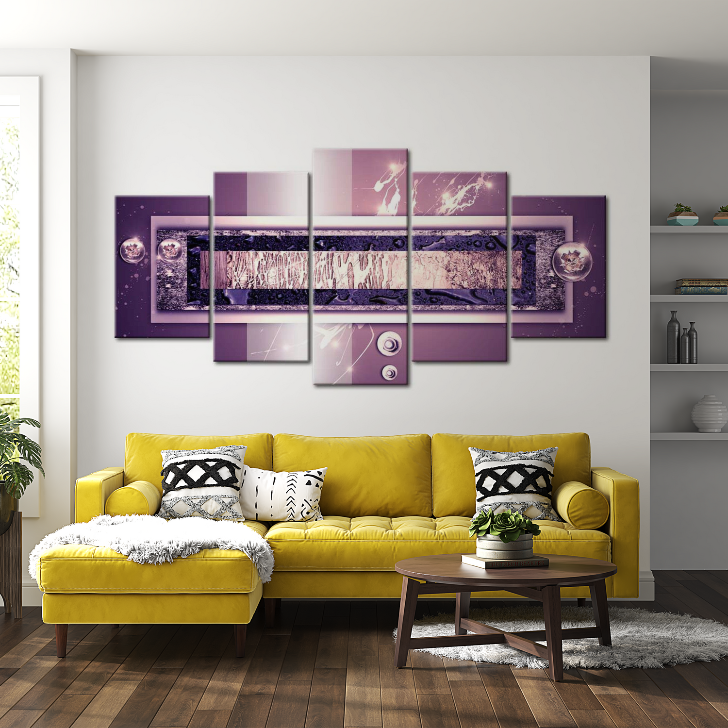 Stretched Canvas Glamour Art - Purple Cascade 40"Wx20"H