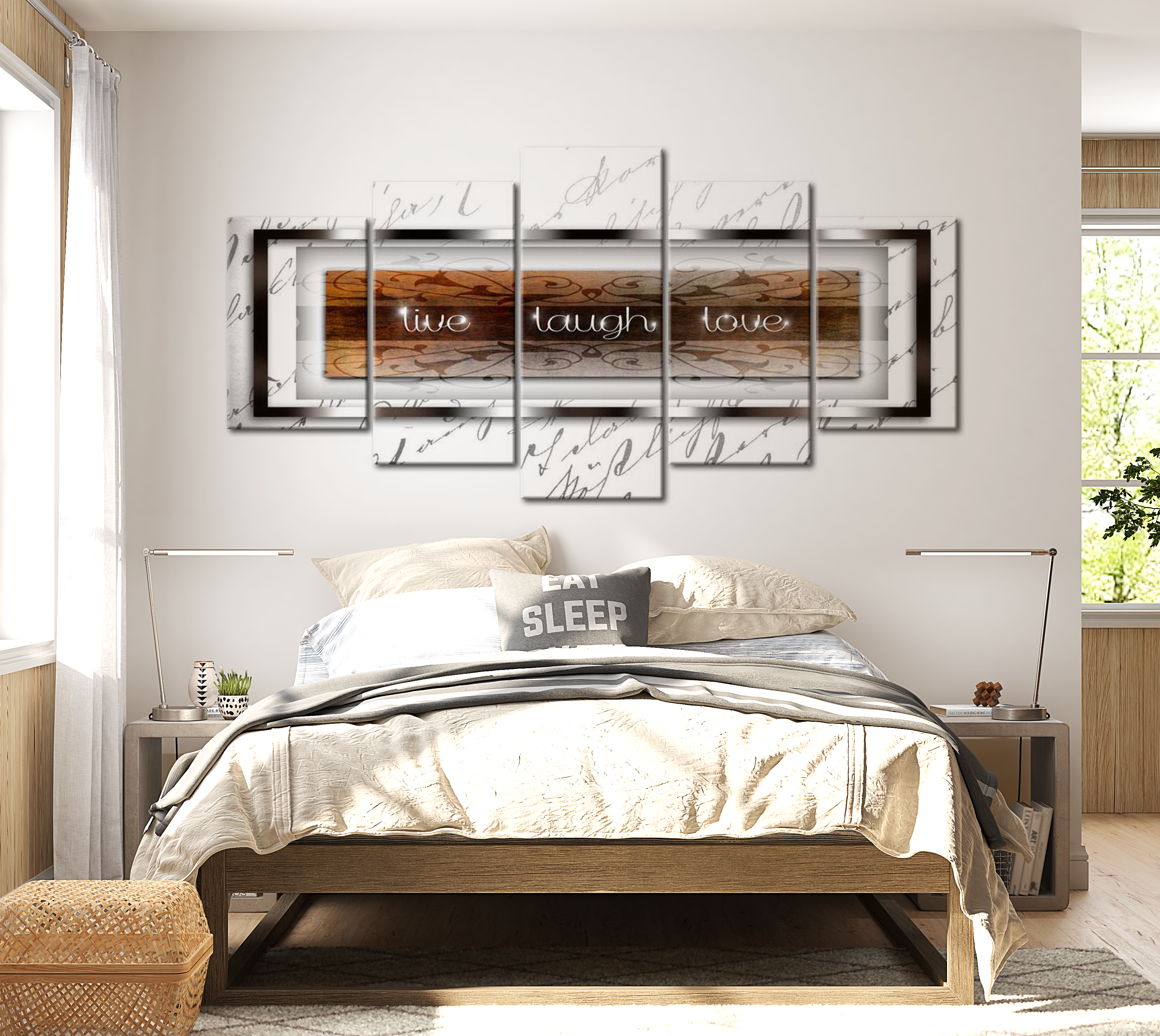 Stretched Canvas Glamour Art - Live, Laugh, Love - White 40"Wx20"H