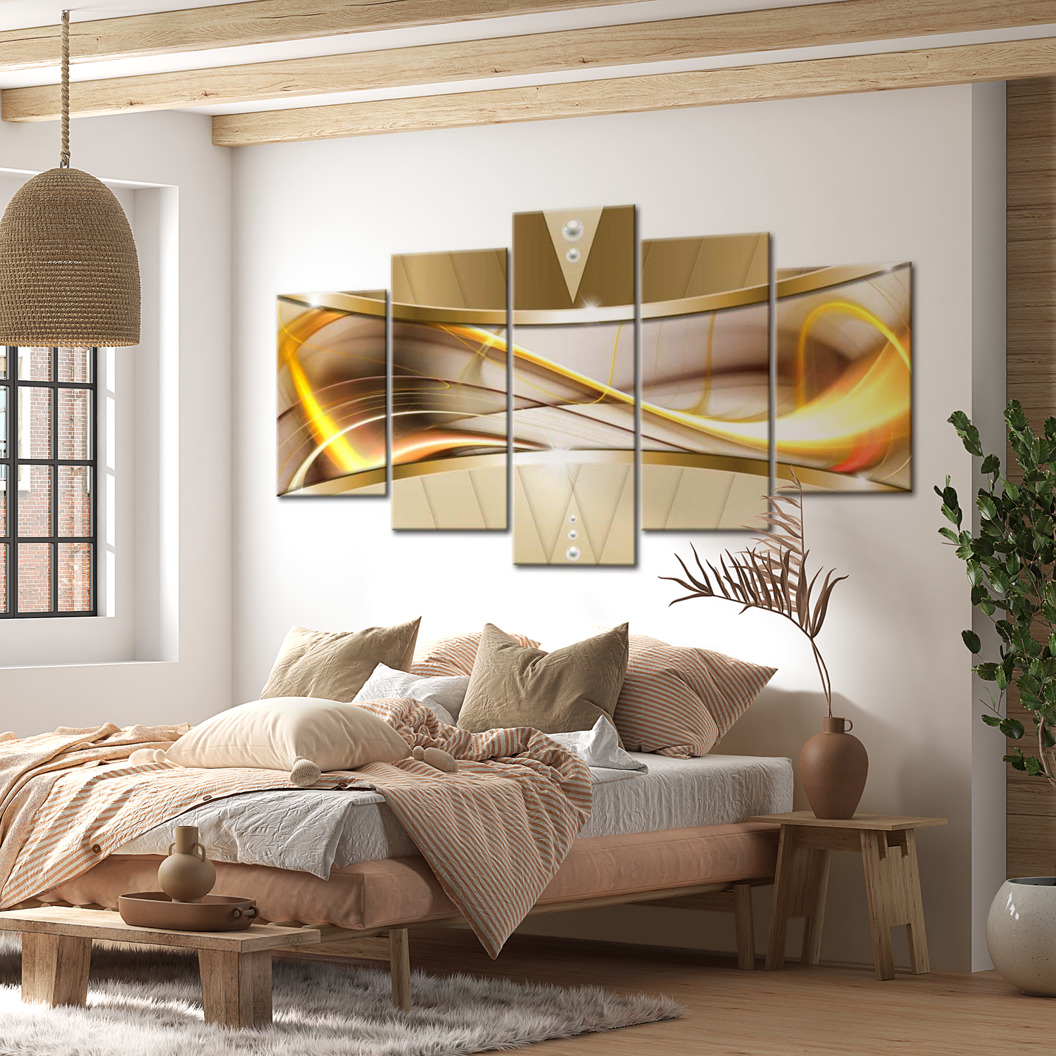 Stretched Canvas Glamour Art - Yellow Improvisation 40"Wx20"H