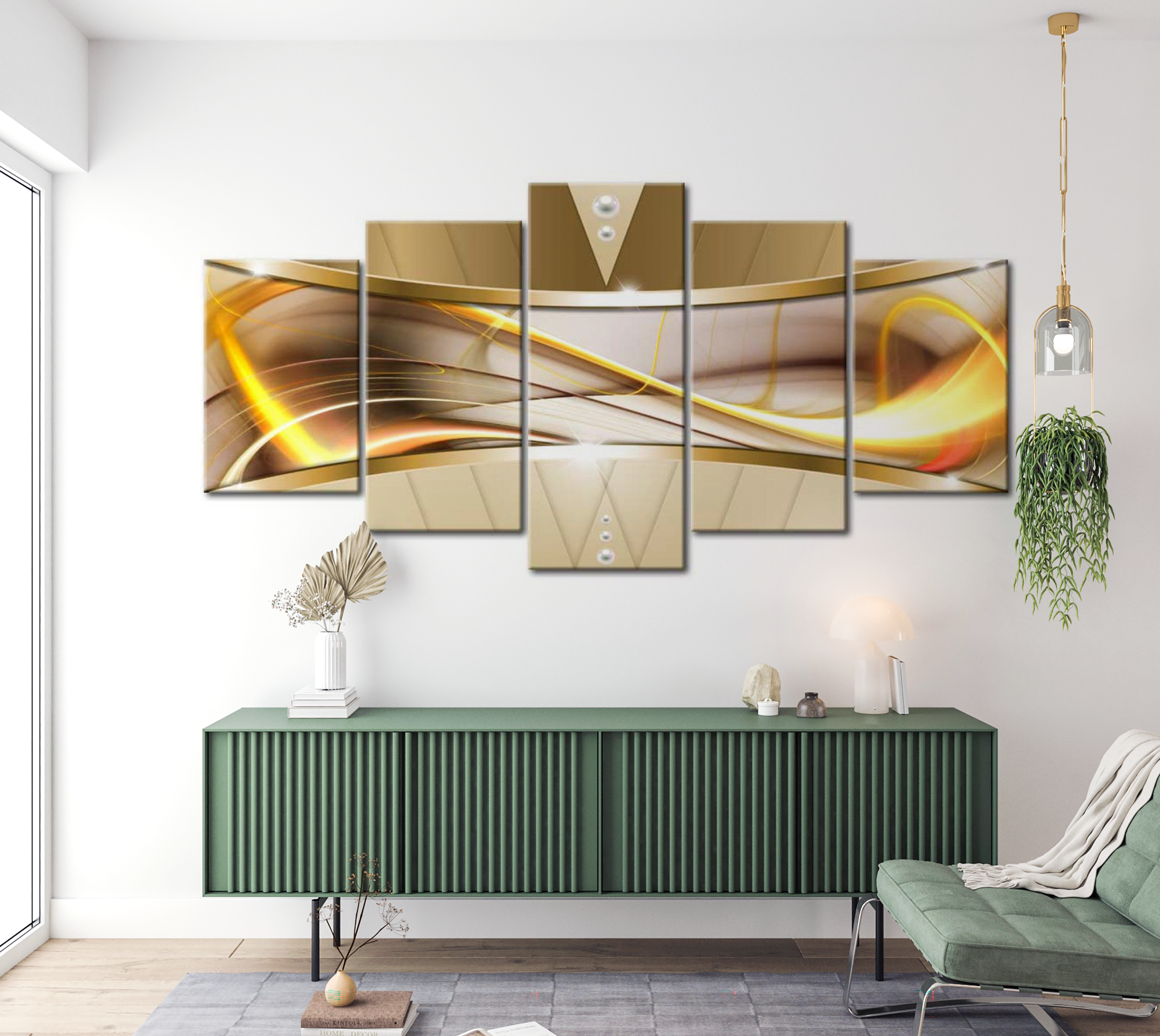 Stretched Canvas Glamour Art - Yellow Improvisation 40"Wx20"H