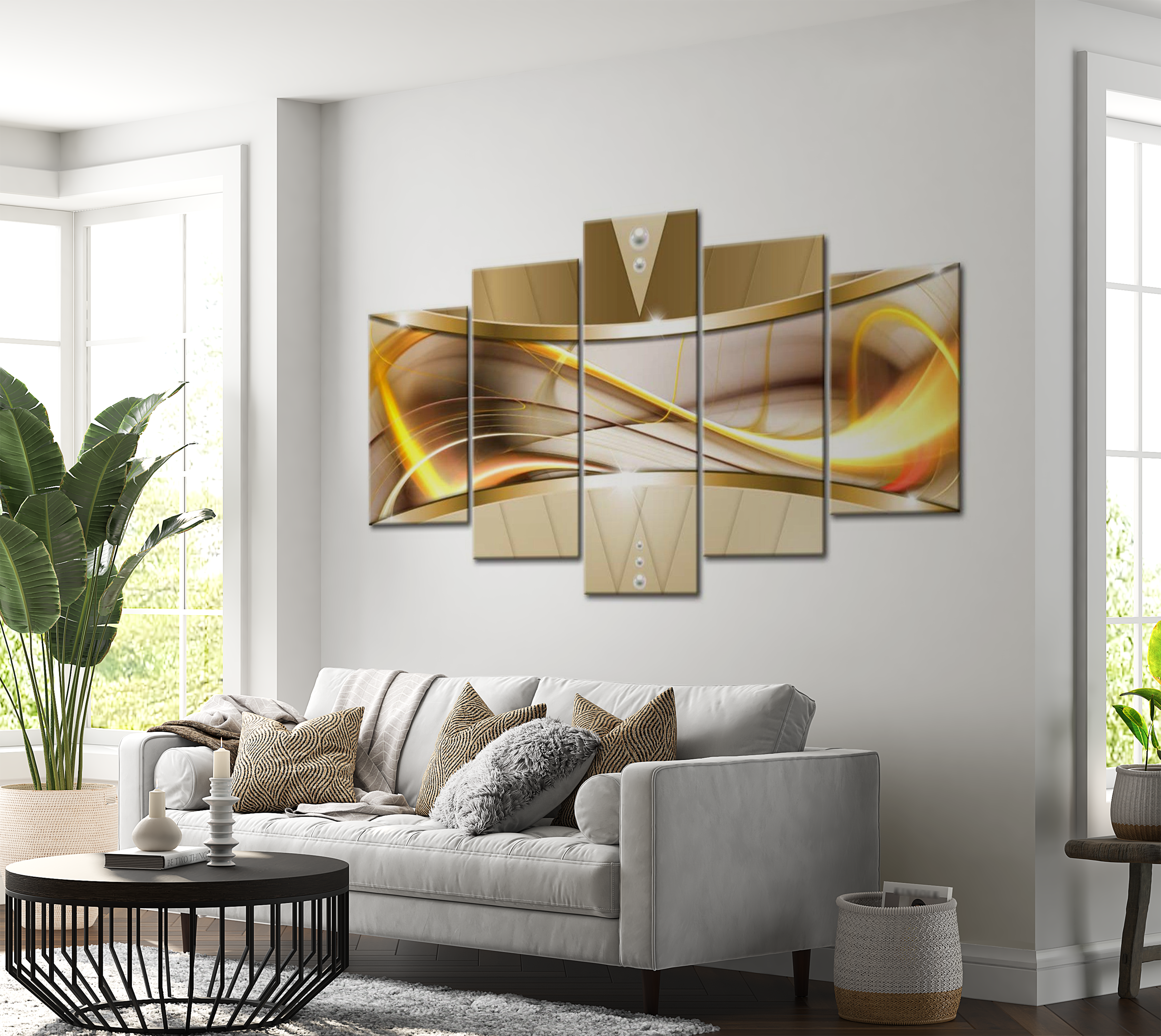 Stretched Canvas Glamour Art - Yellow Improvisation 40"Wx20"H