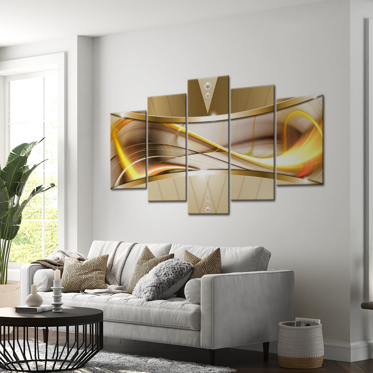 Stretched Canvas Glamour Art - Yellow Improvisation 40"Wx20"H