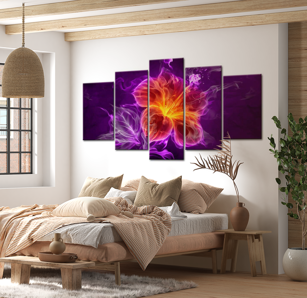 Glam Canvas Wall Art - Modern Flower Purple - 5 Pieces