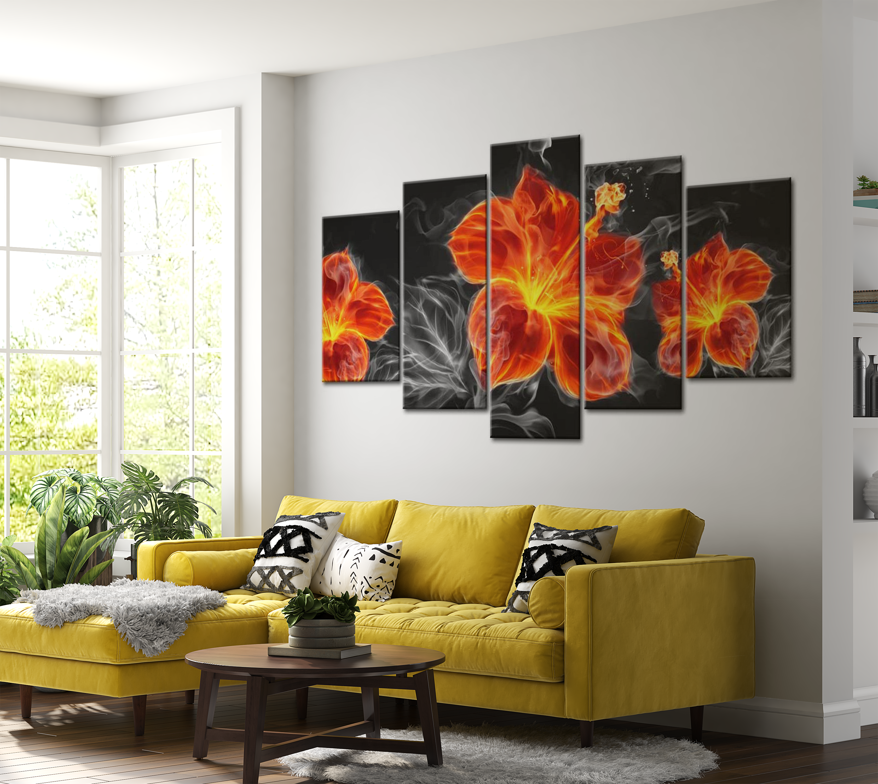 Stretched Canvas Glamour Art - Fire Lily 40"Wx20"H