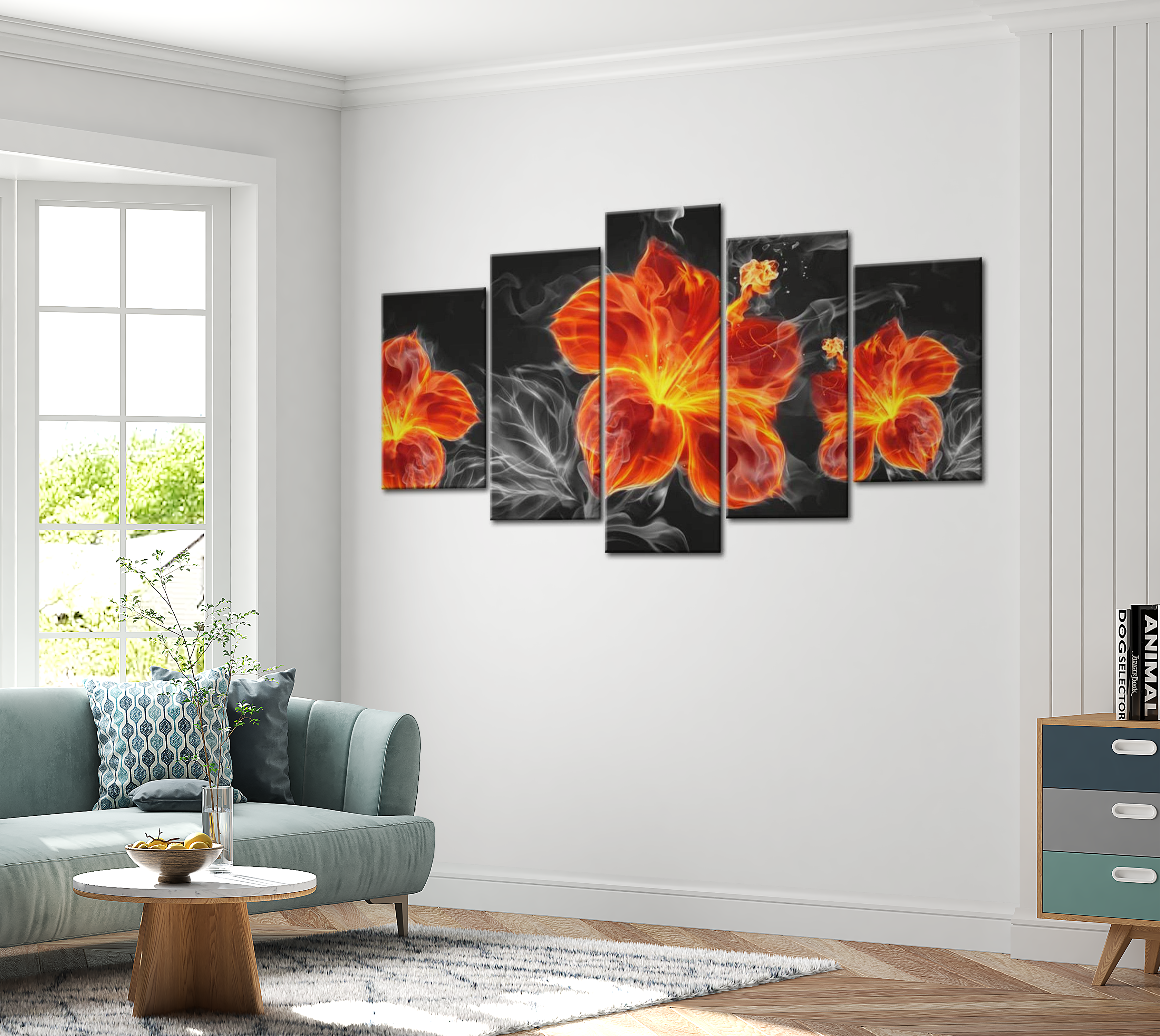 Stretched Canvas Glamour Art - Fire Lily 40"Wx20"H