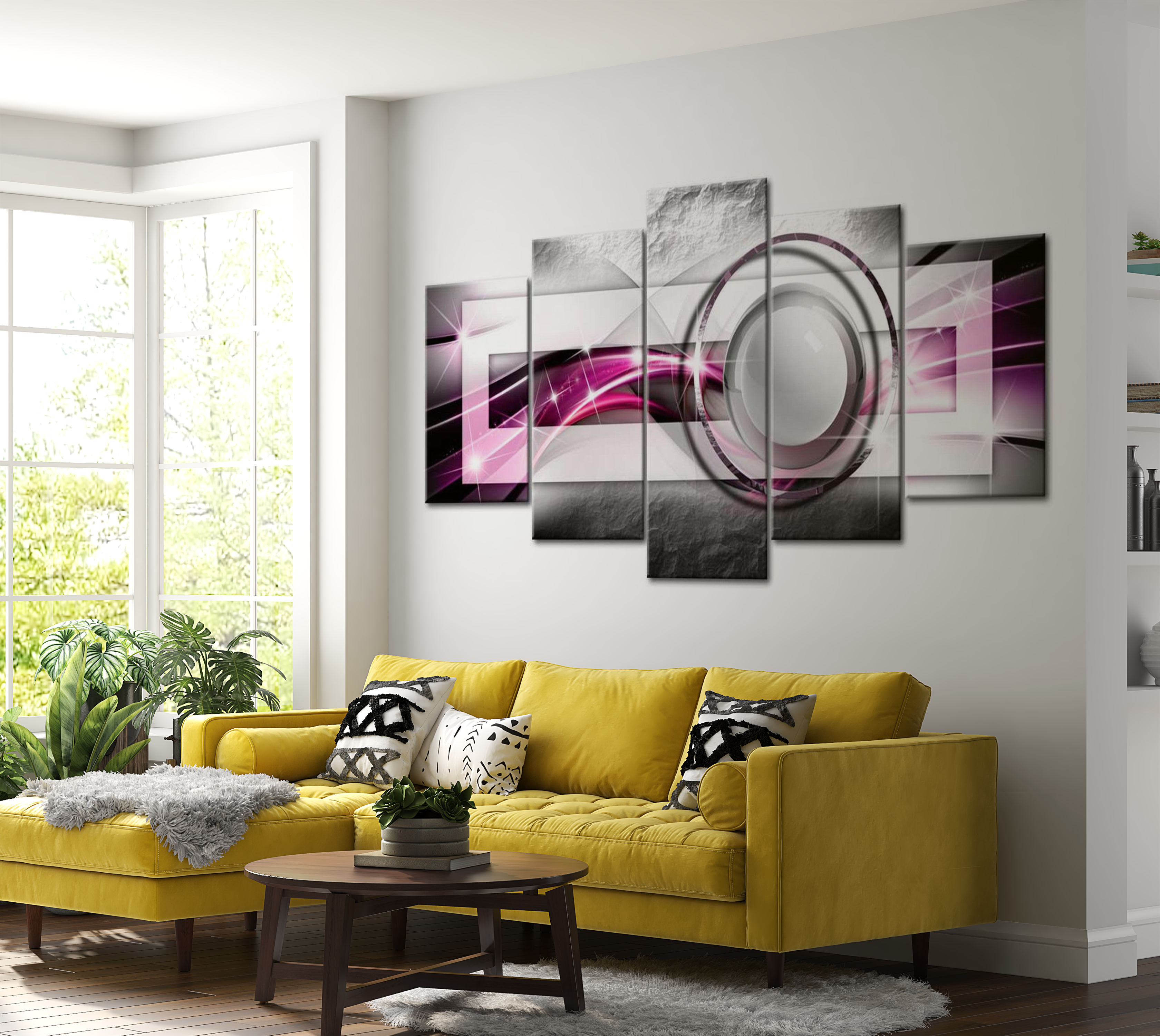 Stretched Canvas Glamour Art - Modern: Pink 40"Wx20"H