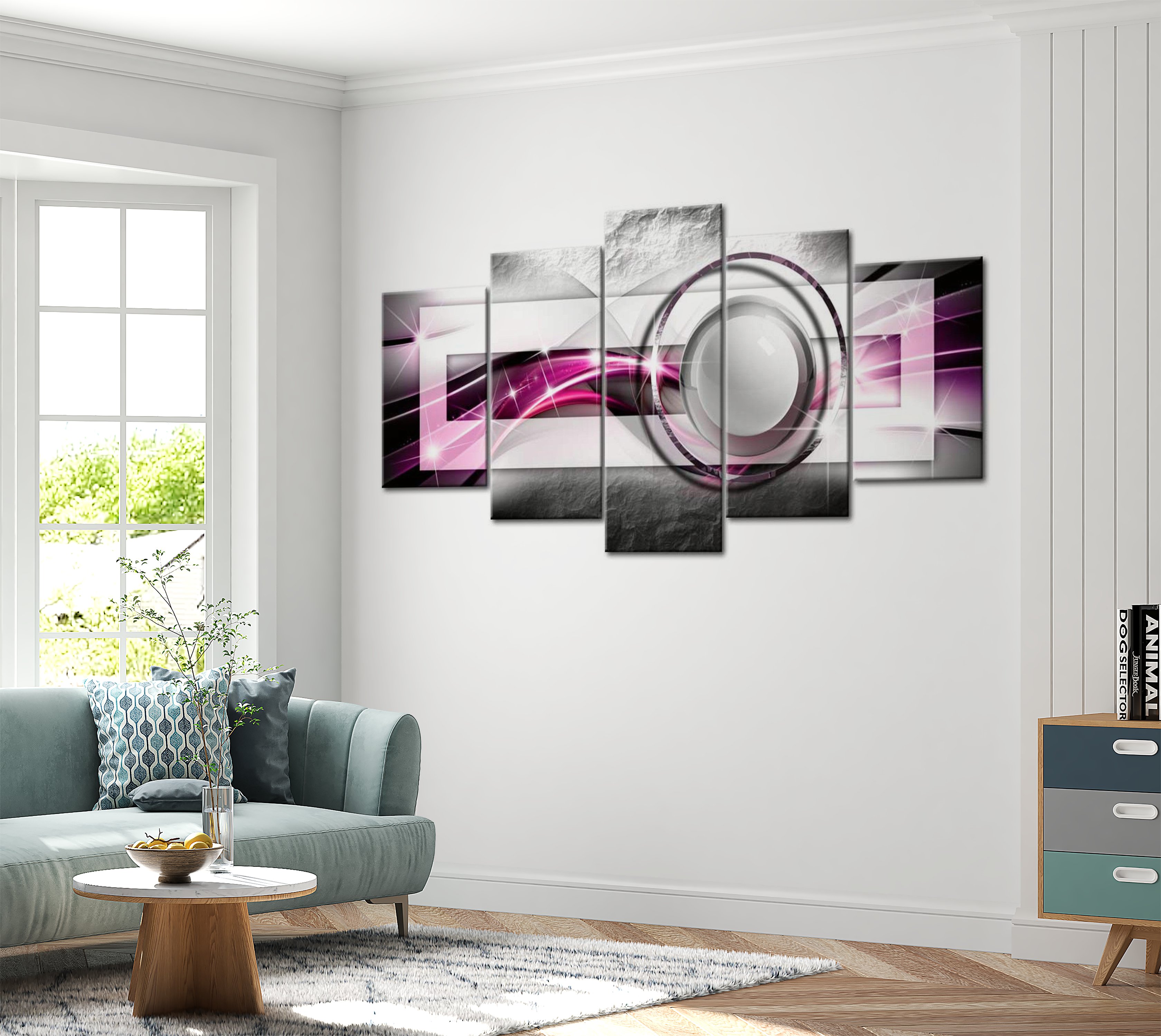 Stretched Canvas Glamour Art - Modern: Pink 40"Wx20"H