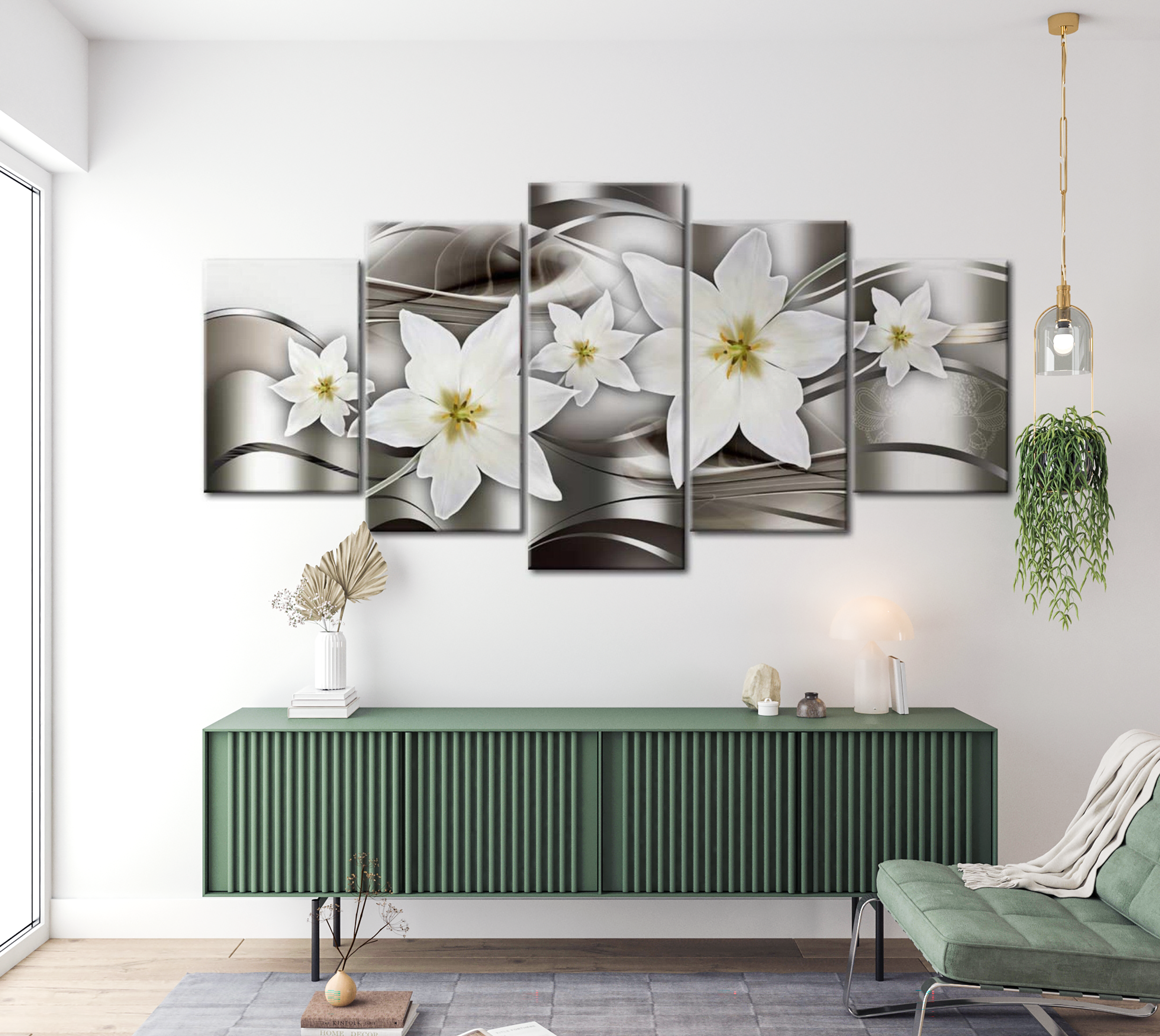 Glam Canvas Wall Art - Mysterious Lilies - 5 Pieces