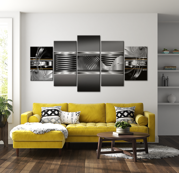 Glam Canvas Wall Art - Platinum Rhythm - 5 Pieces