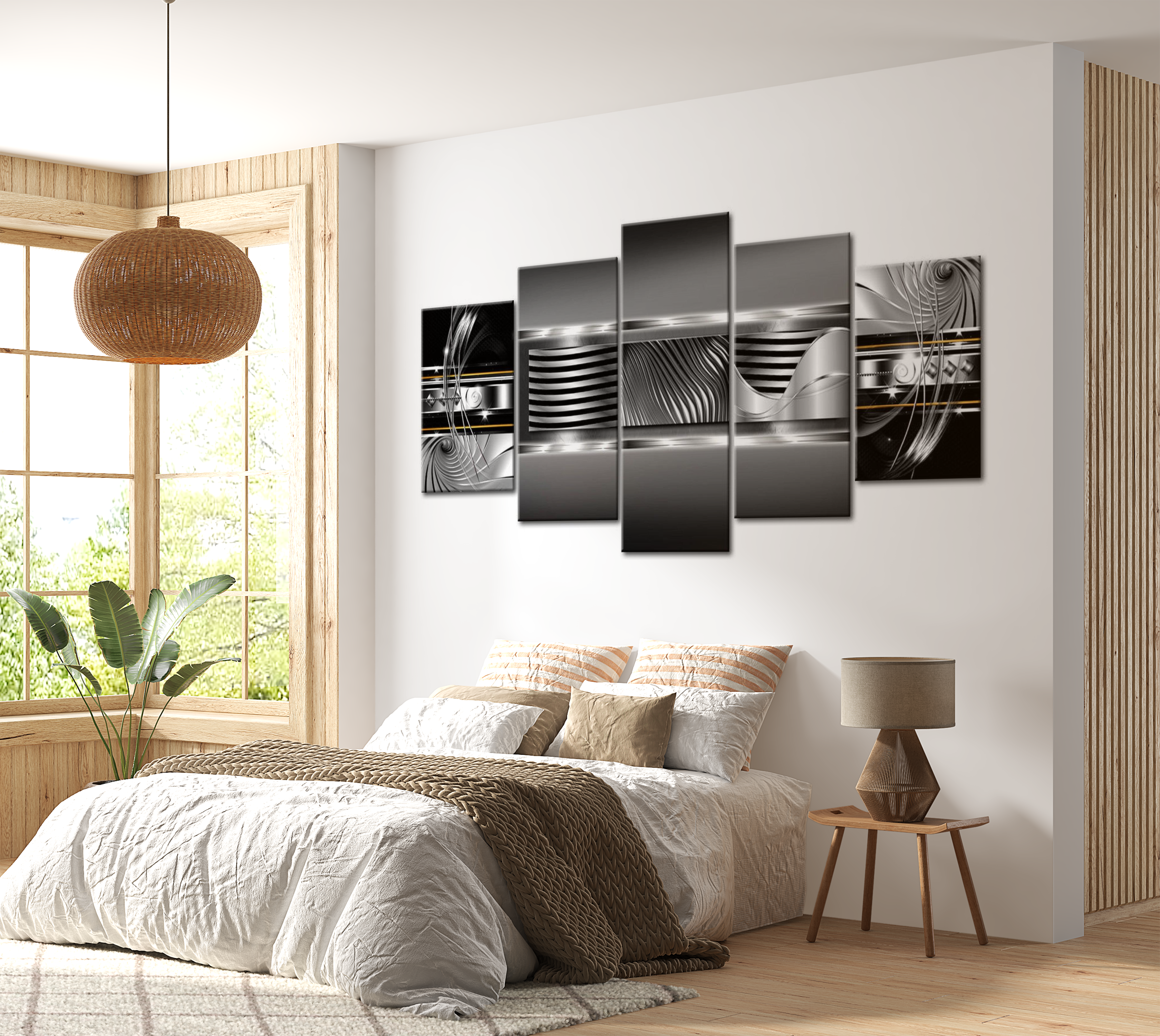 Stretched Canvas Glamour Art - Rhythm Of Platinum 40"Wx20"H