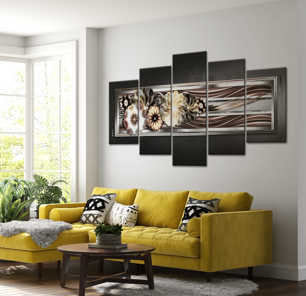 Glam Canvas Wall Art - Platinum Waves - 5 Pieces