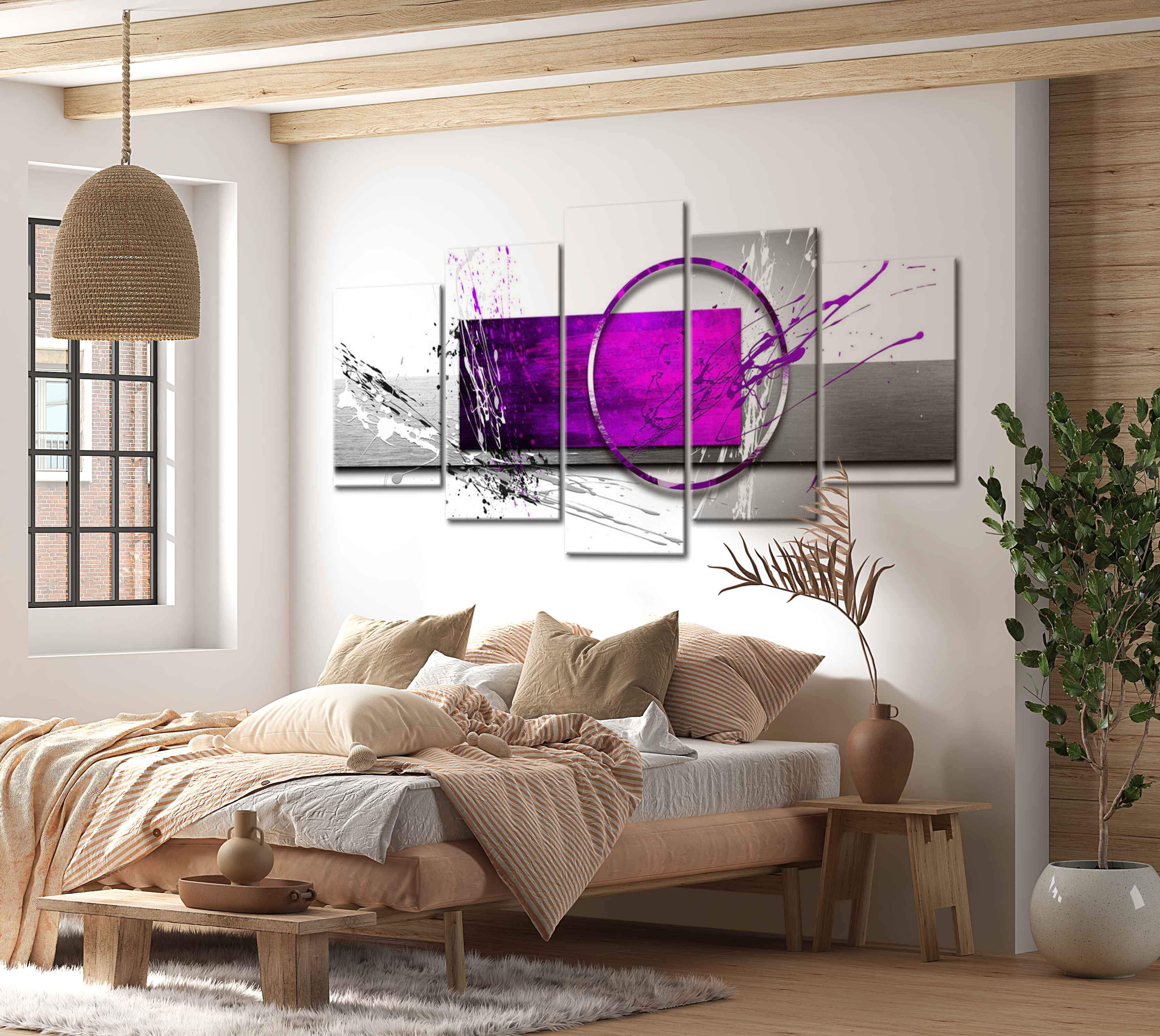 Stretched Canvas Glamour Art - Purple Expression 40"Wx20"H