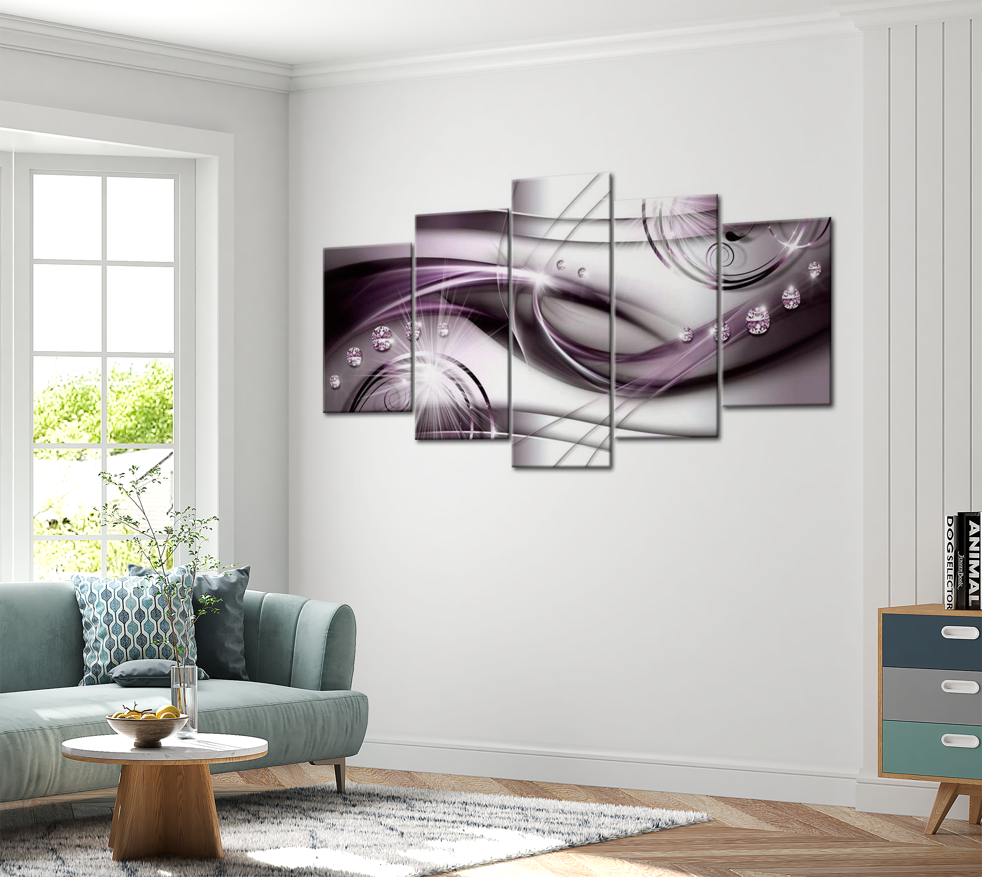 Glam Canvas Wall Art - Purple Glow - 5 Pieces