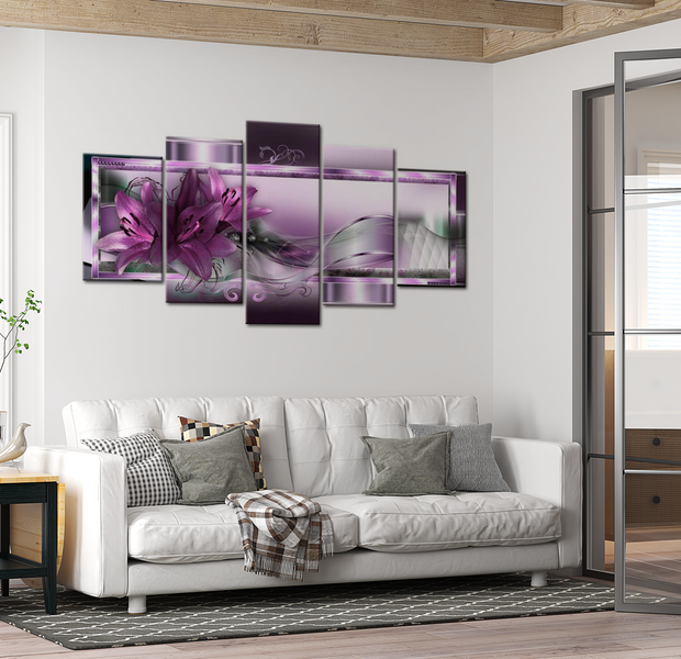 Glam Canvas Wall Art - Purple Lilies - 5 Pieces