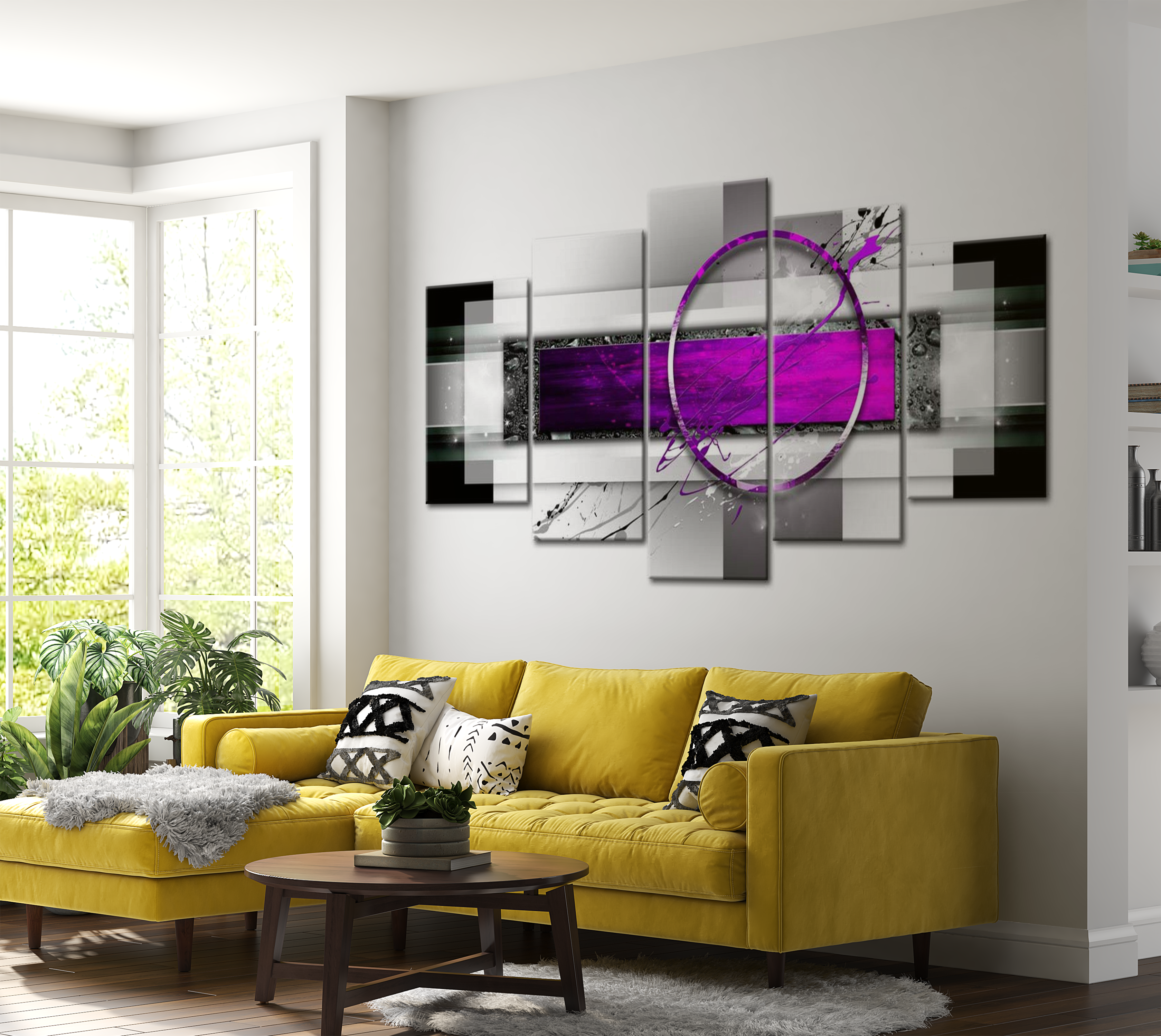 Glam Canvas Wall Art - Purple Splash - 5 Pieces