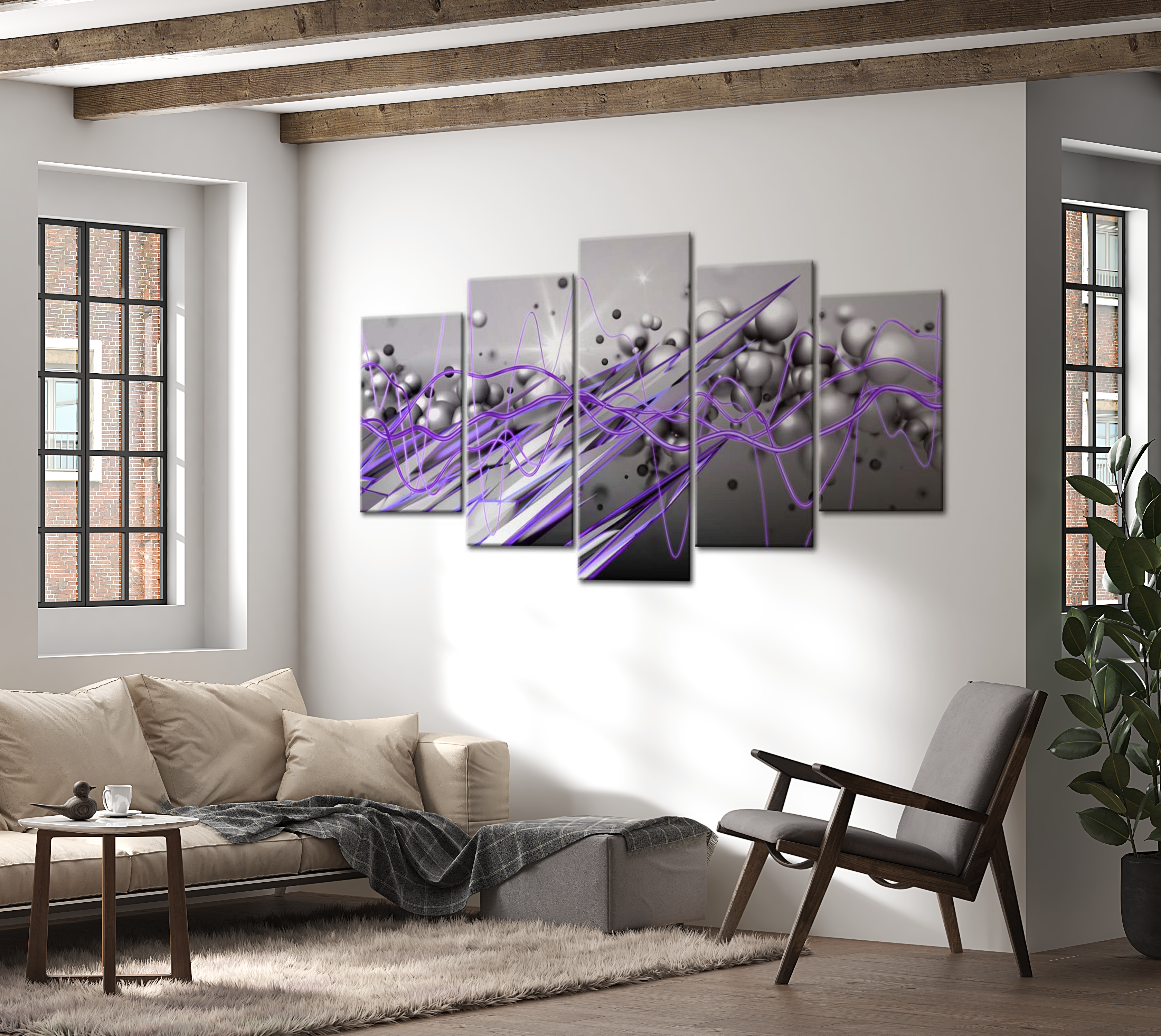 Glam Canvas Wall Art - Purple Strike - 5 Pieces