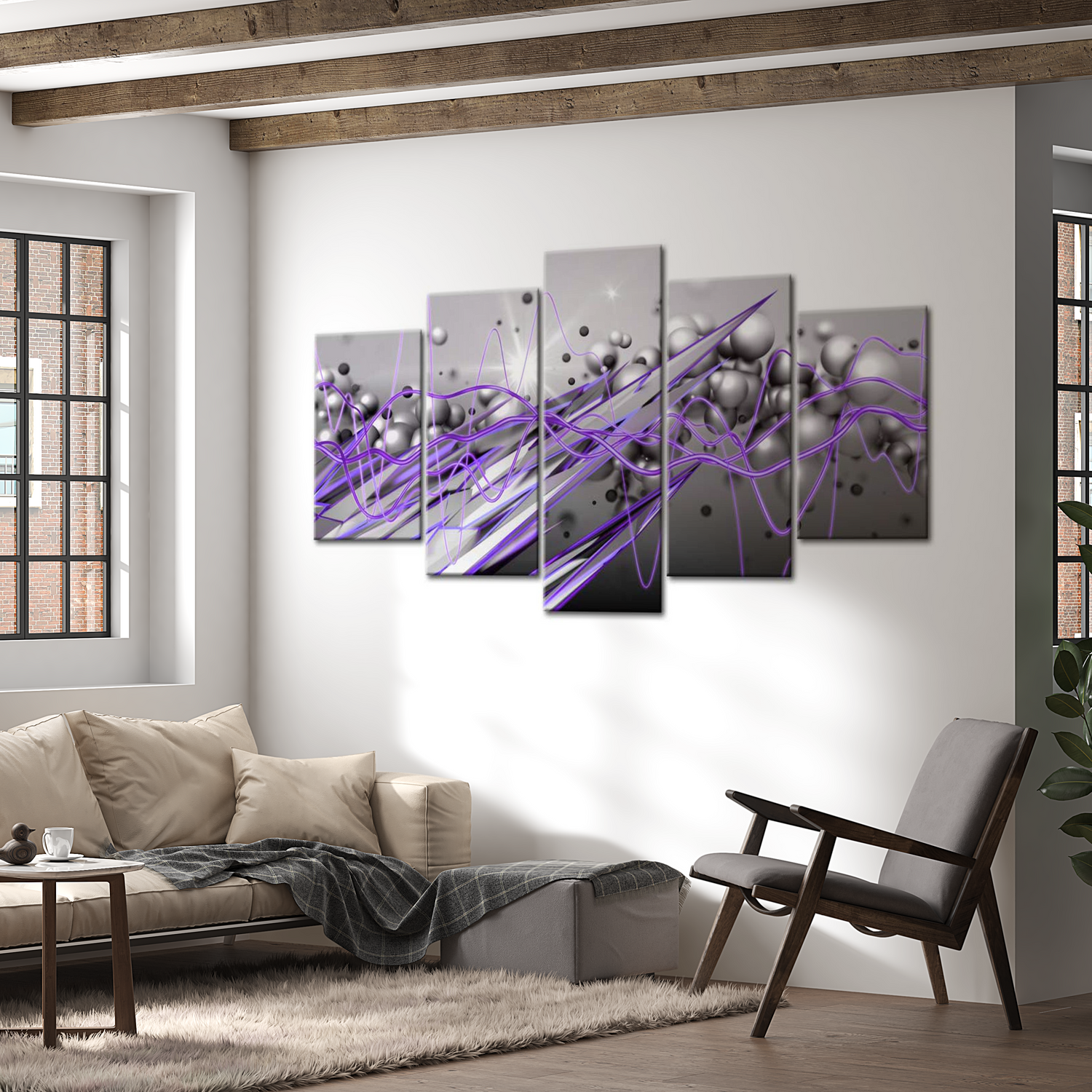 Stretched Canvas Glamour Art - Purple Strike 40"Wx20"H