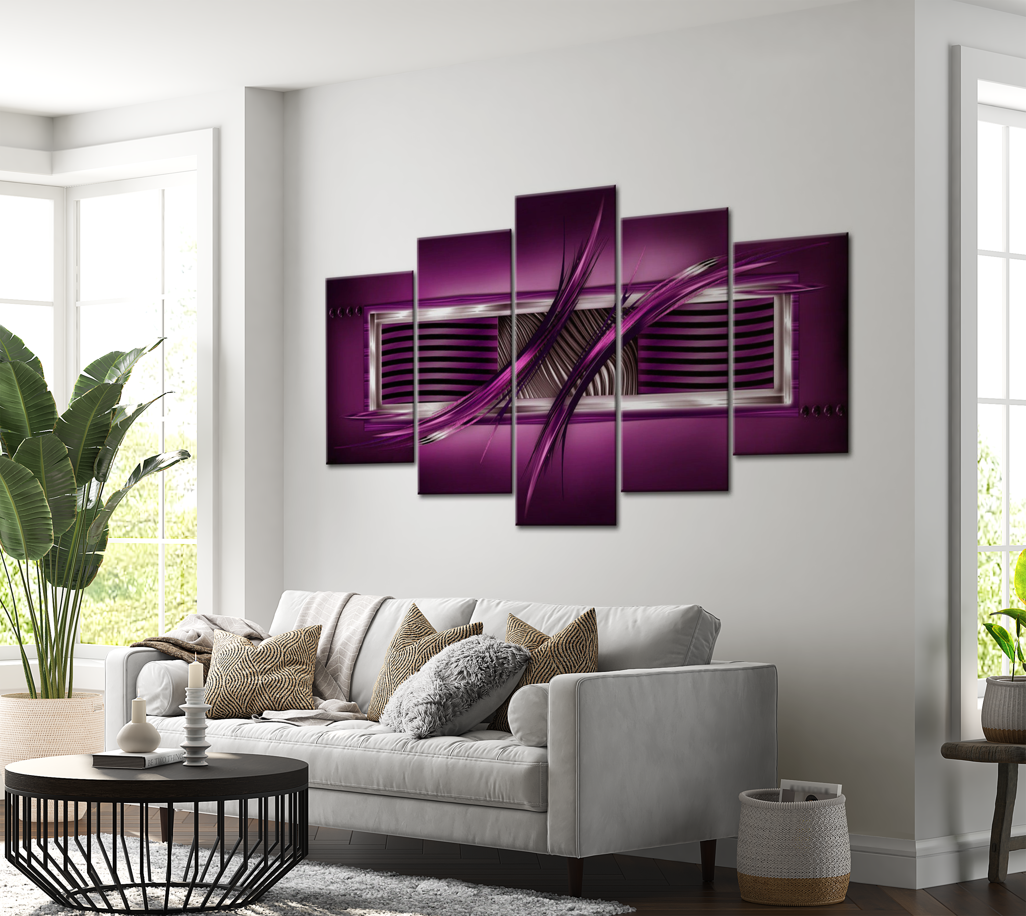 Glam Canvas Wall Art - Rhythm Of Purple - 5 Pieces