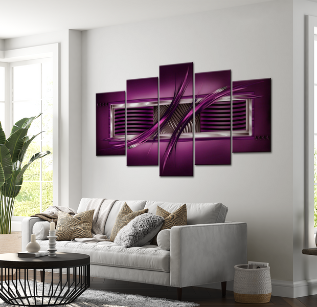 Glam Canvas Wall Art - Rhythm Of Purple - 5 Pieces