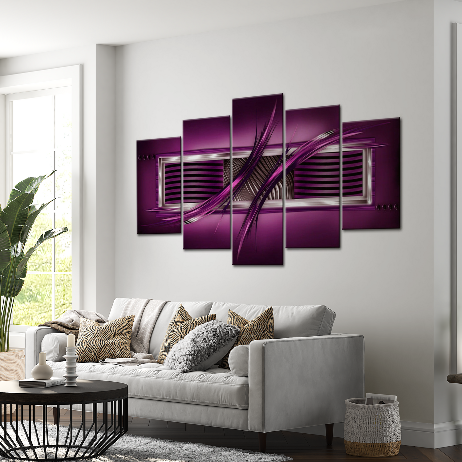 Stretched Canvas Glamour Art - Rhythm Of Purple 40"Wx20"H