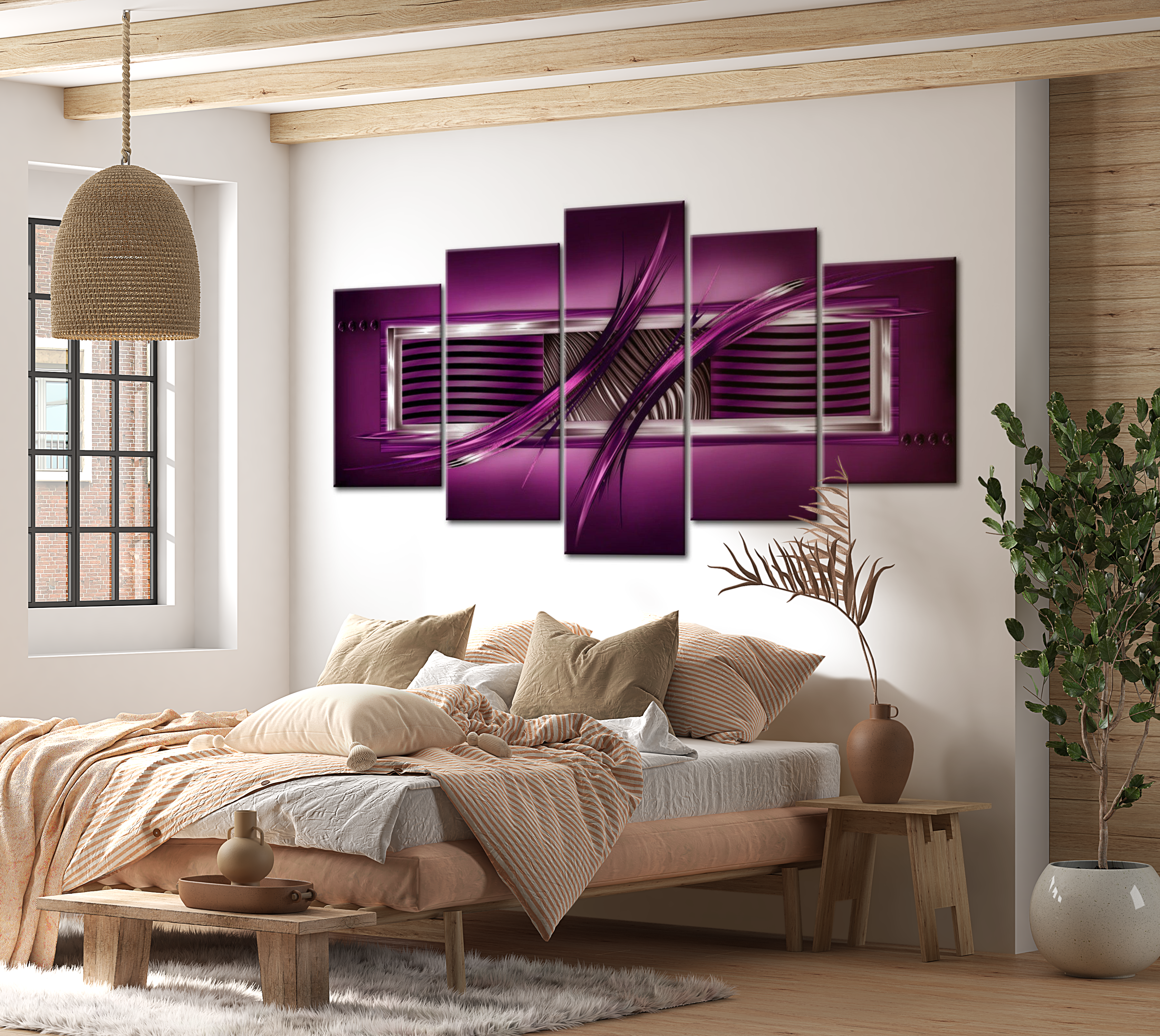 Stretched Canvas Glamour Art - Rhythm Of Purple 40"Wx20"H