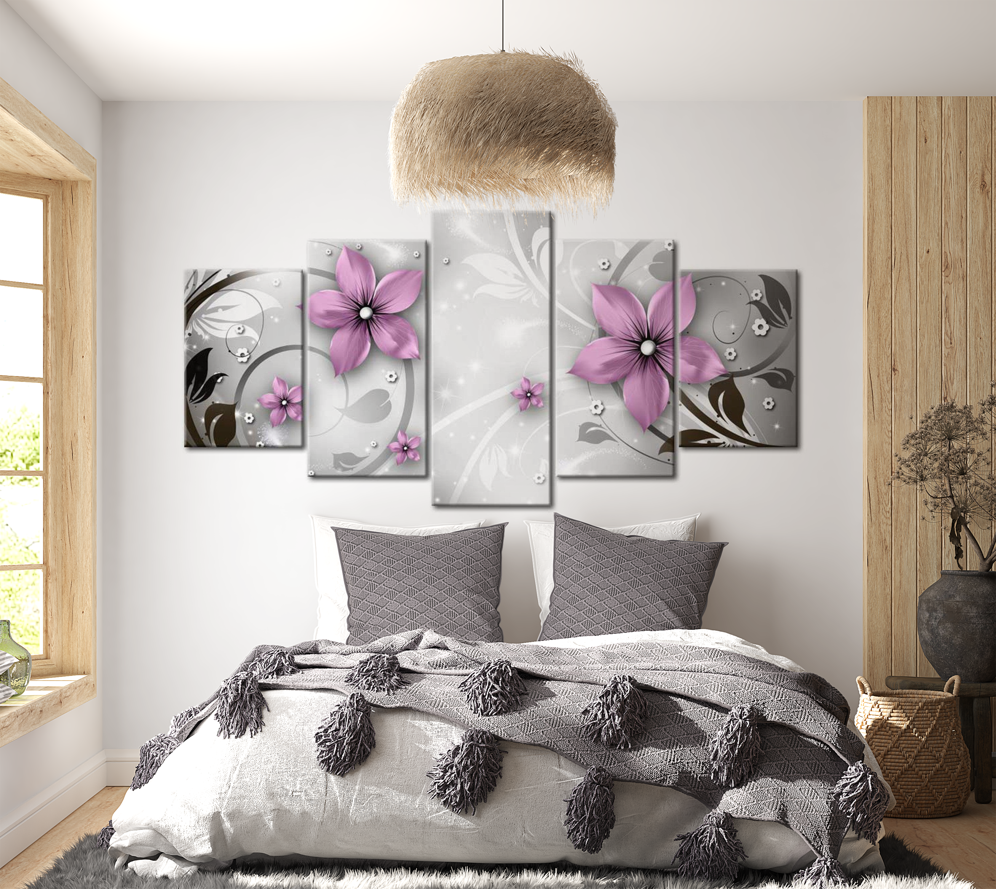 Stretched Canvas Glamour Art - Saucy Flowers 40"Wx20"H