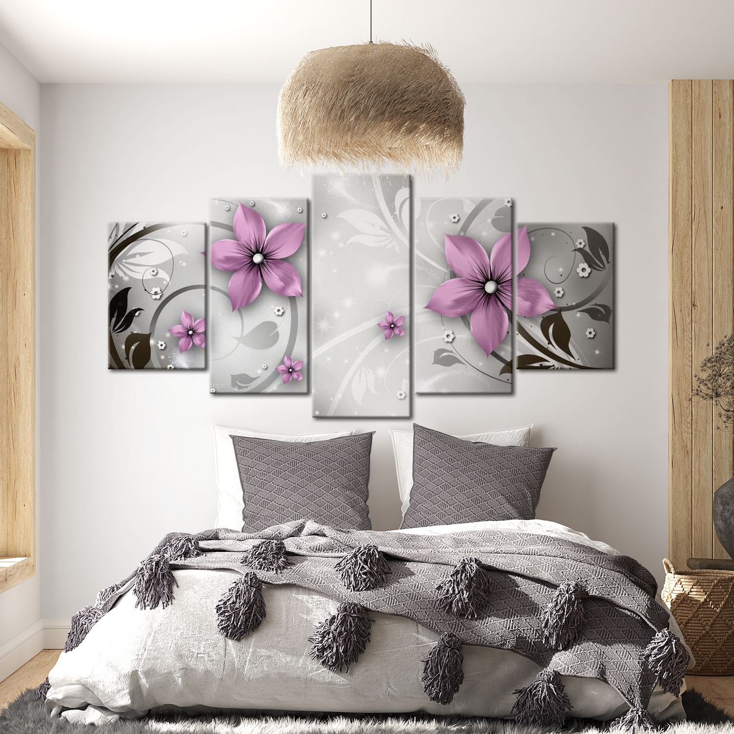 Stretched Canvas Glamour Art - Saucy Flowers 40"Wx20"H
