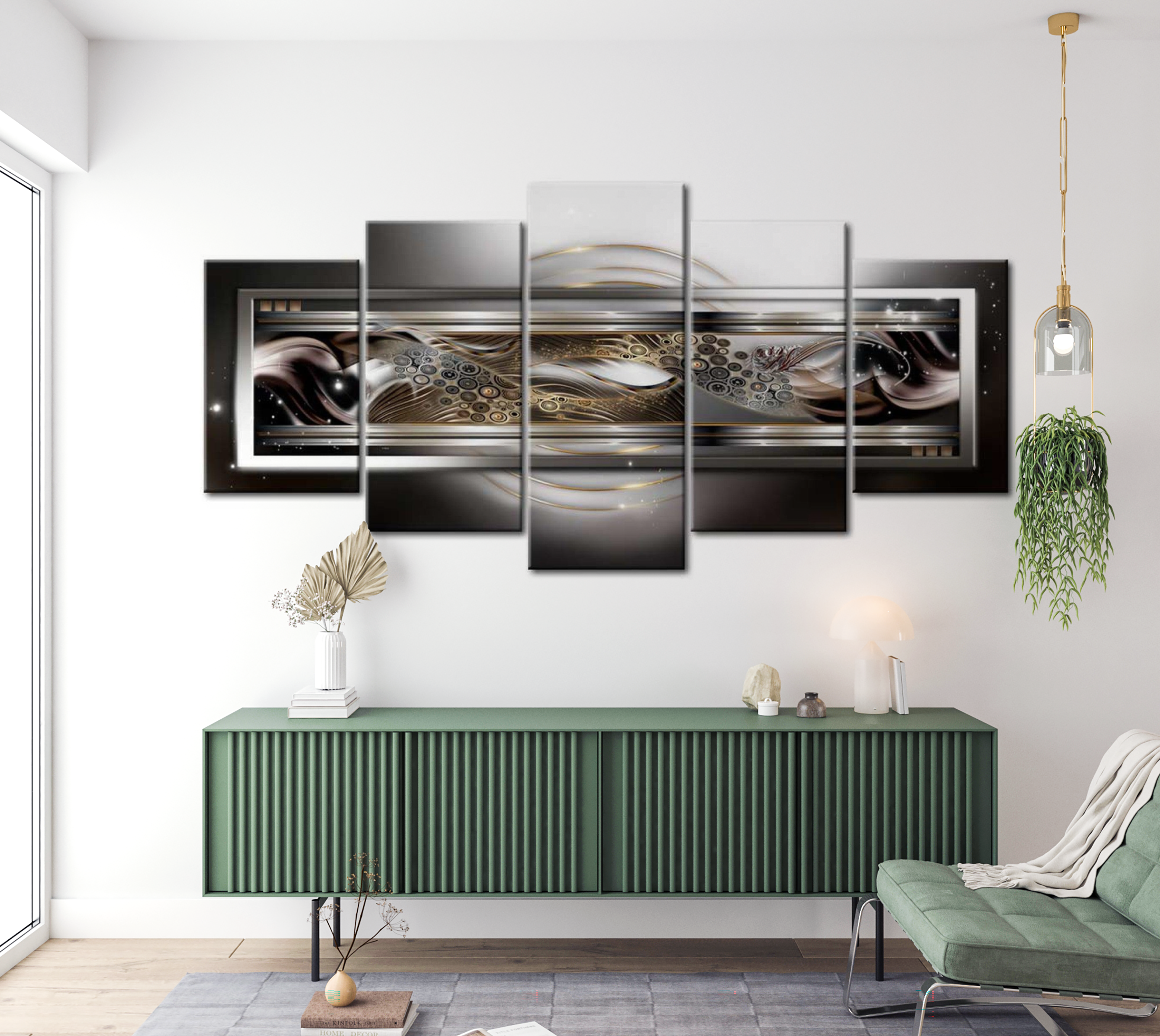 Glam Canvas Wall Art - Shimmering Panorama - 5 Pieces