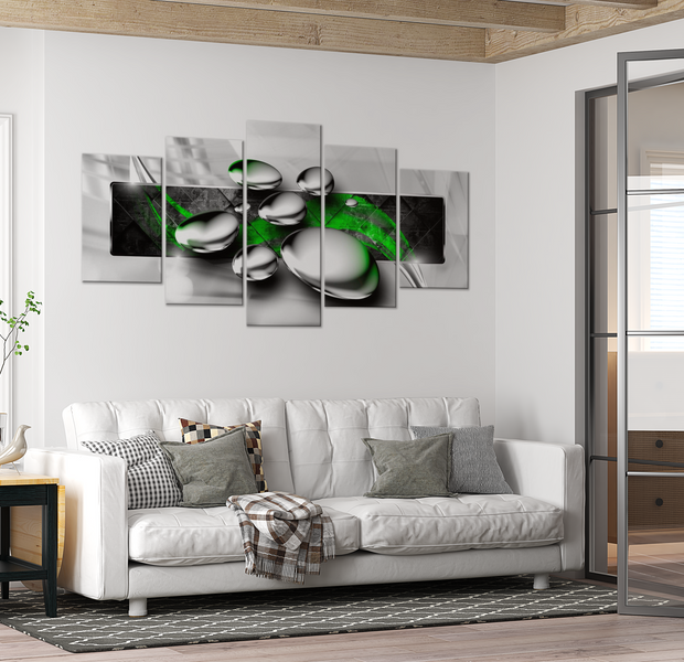 Glam Canvas Wall Art - Shiny Stones Green - 5 Pieces