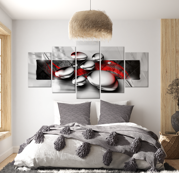Glam Canvas Wall Art - Shiny Stones Red - 5 Pieces