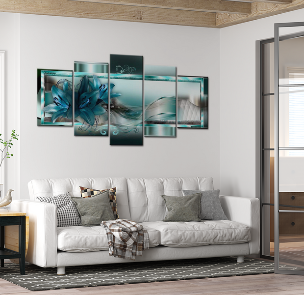 Glam Canvas Wall Art - Sky Blue Lilies - 5 Pieces