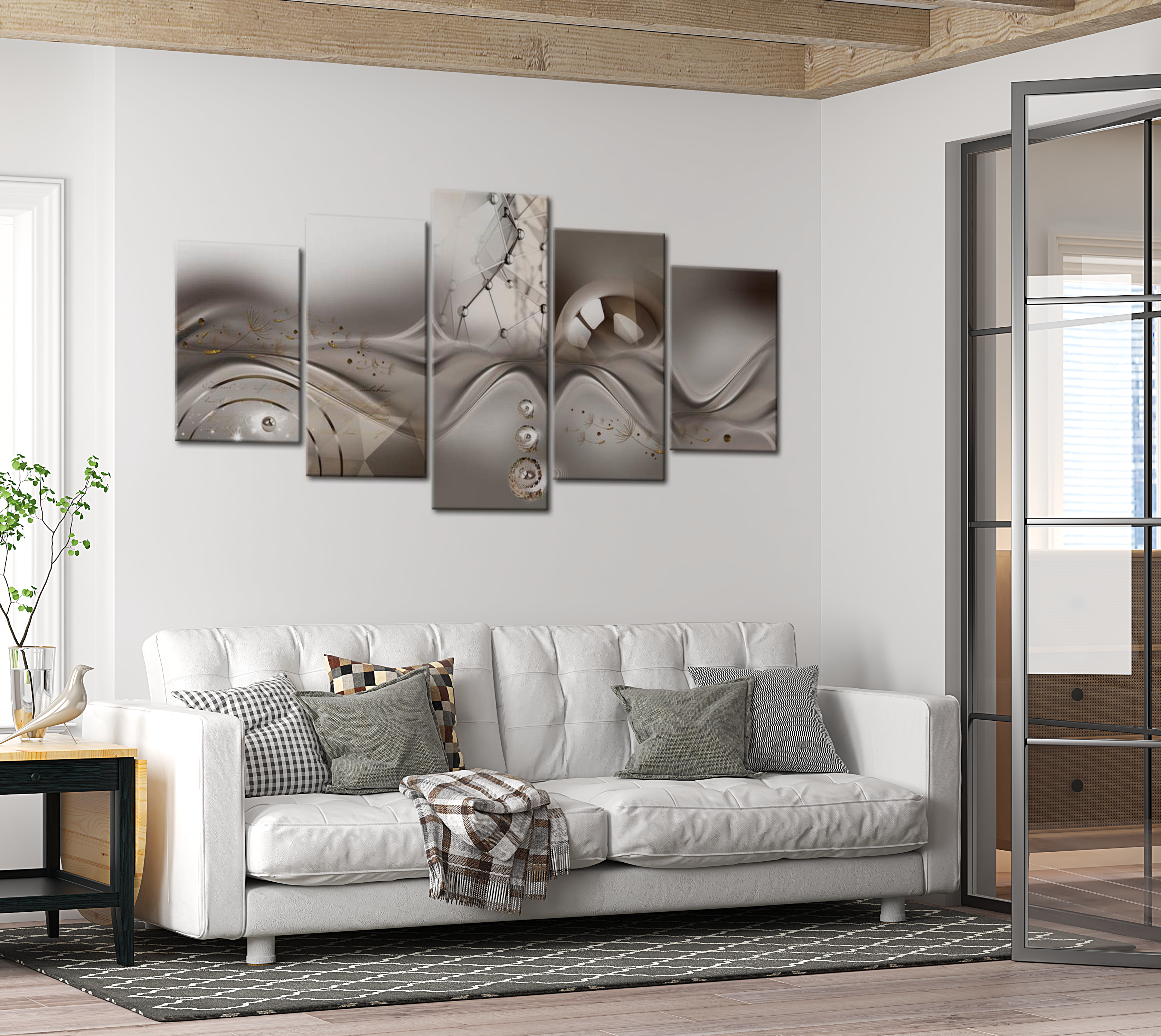 Glam Canvas Wall Art - Sleek Symmetry - 5 Pieces