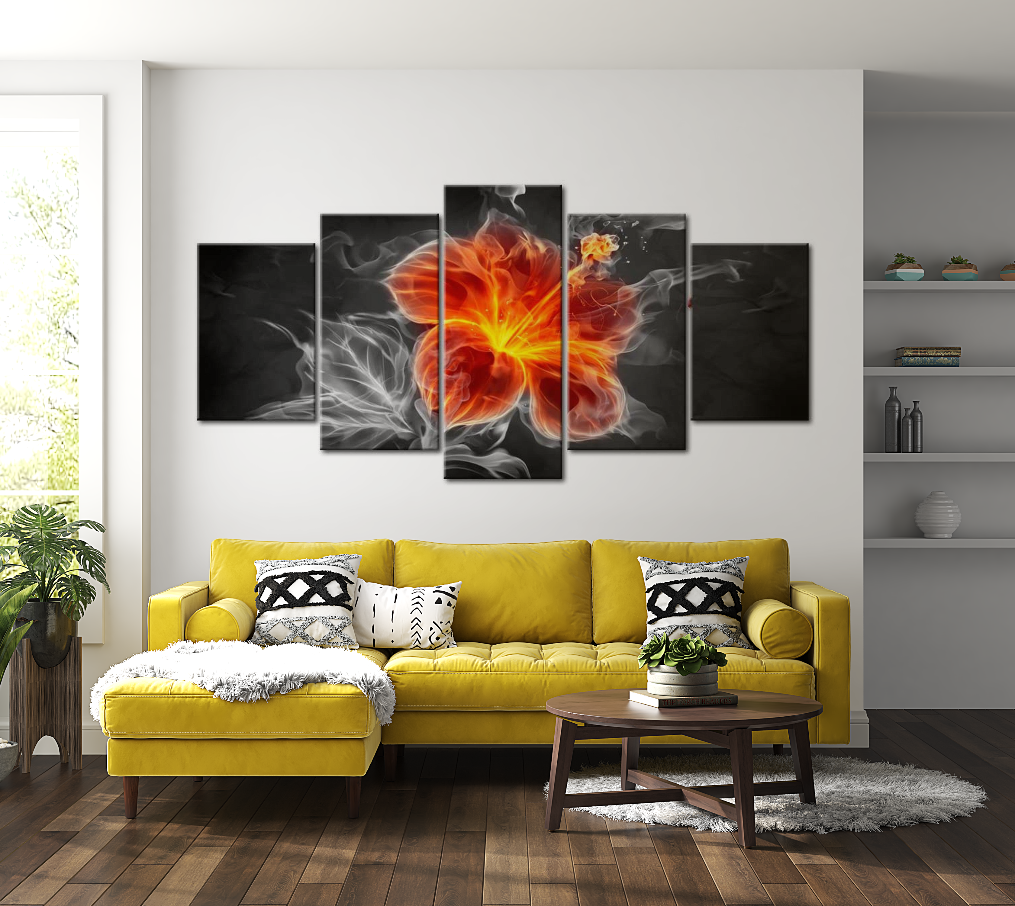 Stretched Canvas Glamour Art - Smoky Flower 40"Wx20"H